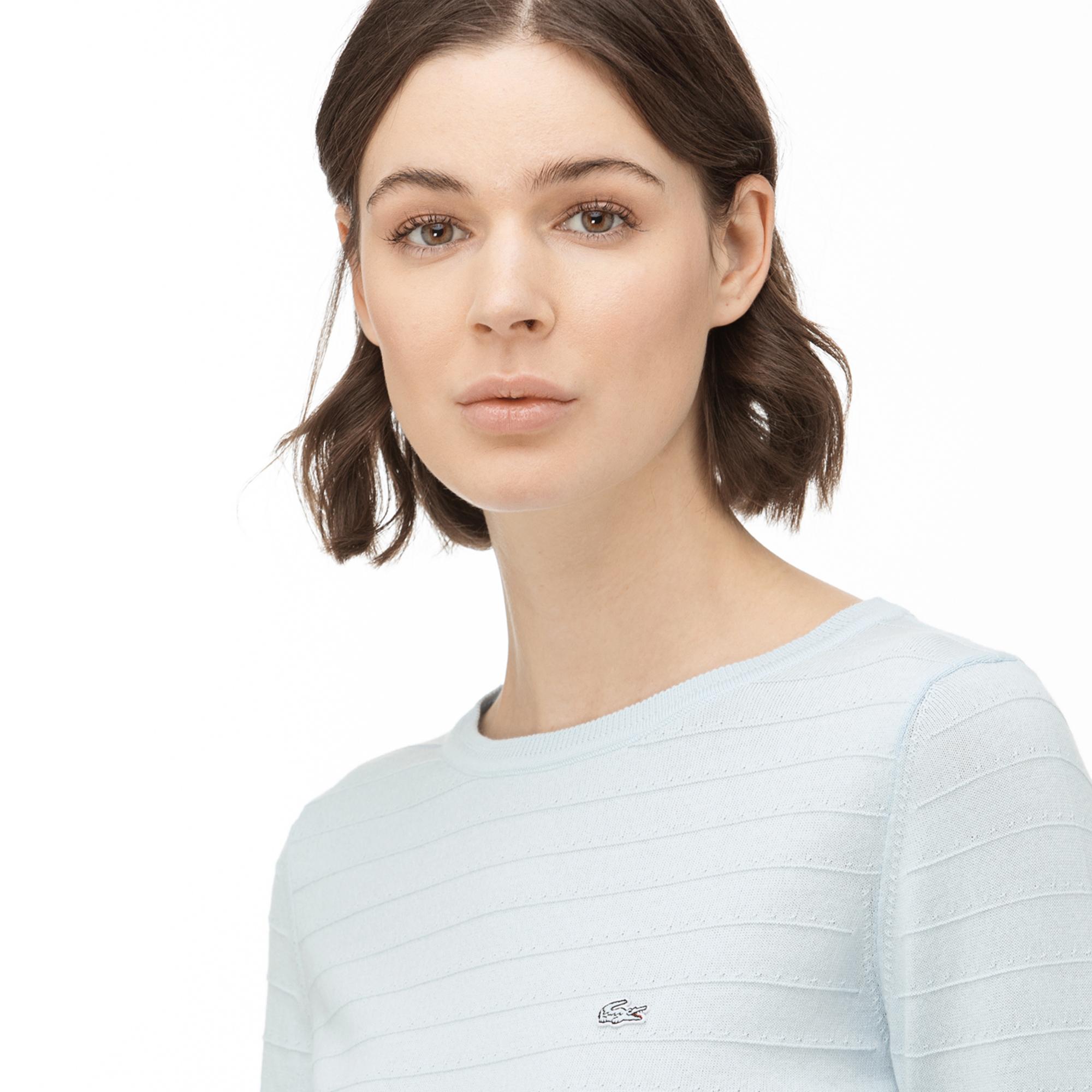 Lacoste Women's Round Neck Patterned Tricot Sweater