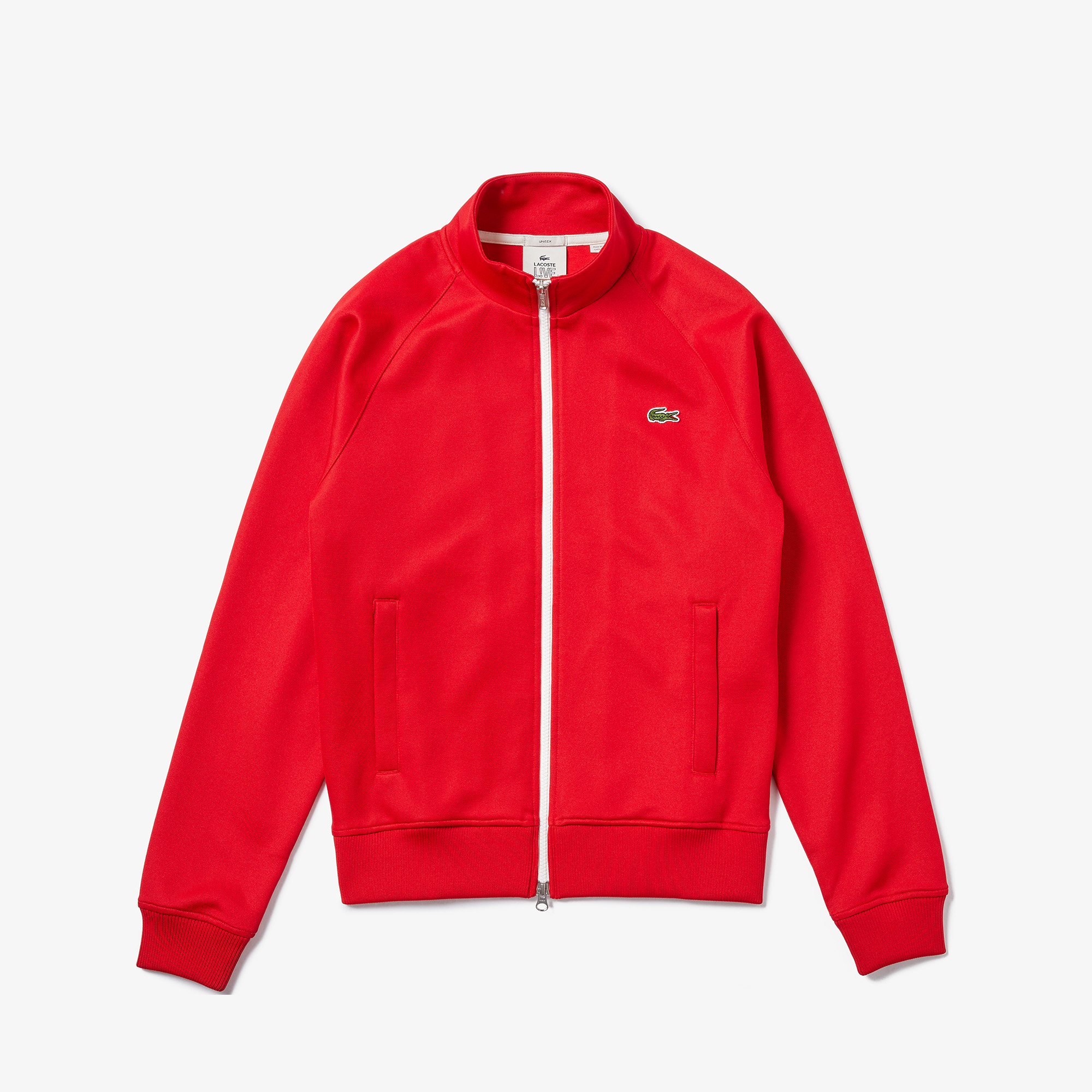 lacoste red white blue jacket