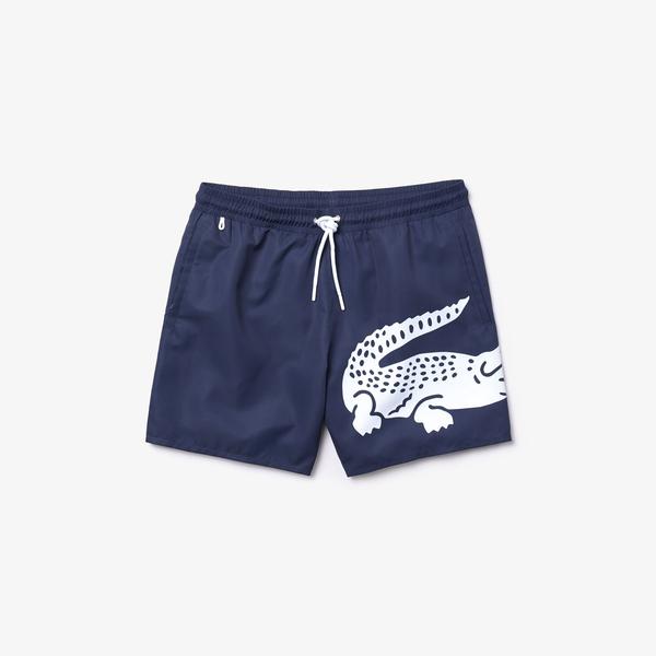 Lacoste Men's loose swimming shorts with pattern Crocodile from light, quick dryinggo material