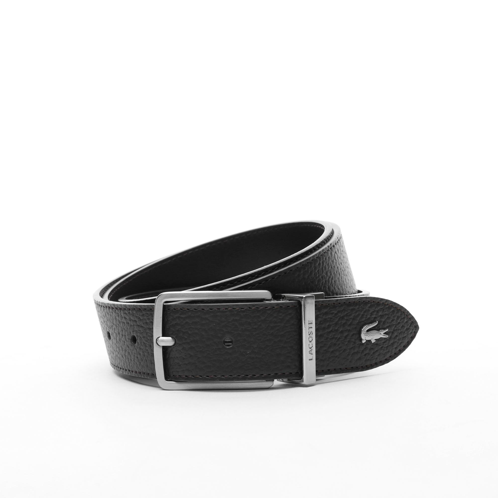 Lacoste Men's Engraved Buckle Grained Leather Belt RC4021 | Lacoste