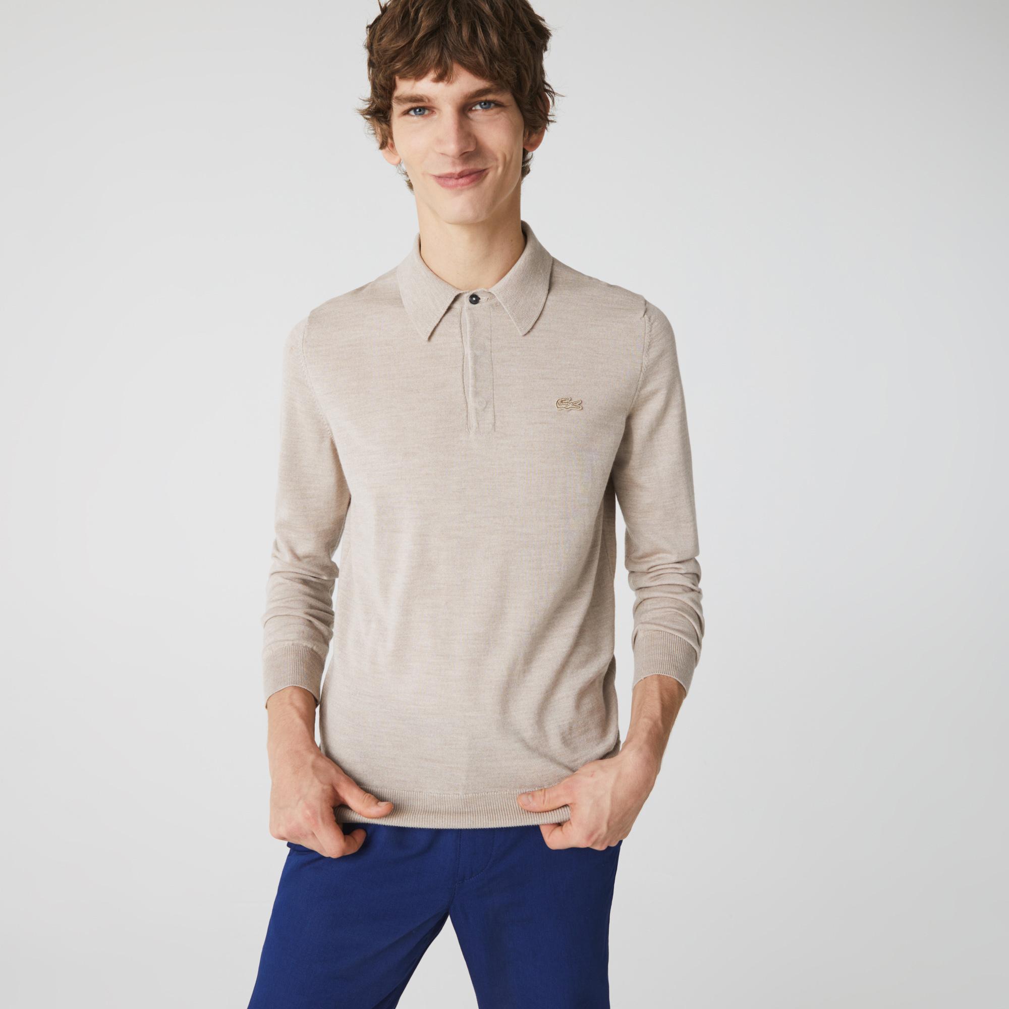 Lacoste Men's Long Sleeve Wool Polo Sweater 