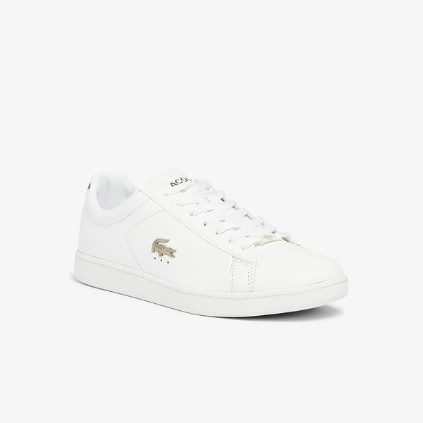 Lacoste Men's Carnaby Evo Leather Platinum Detailing Trainers