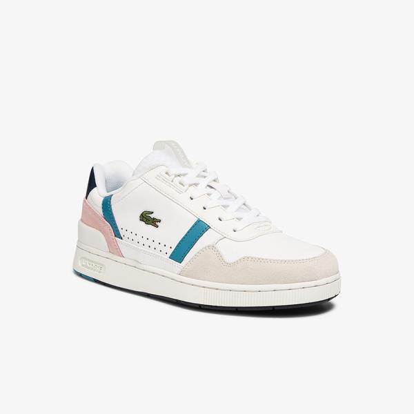 Lacoste Women's T-Clip Leather and Synthetic Trainers