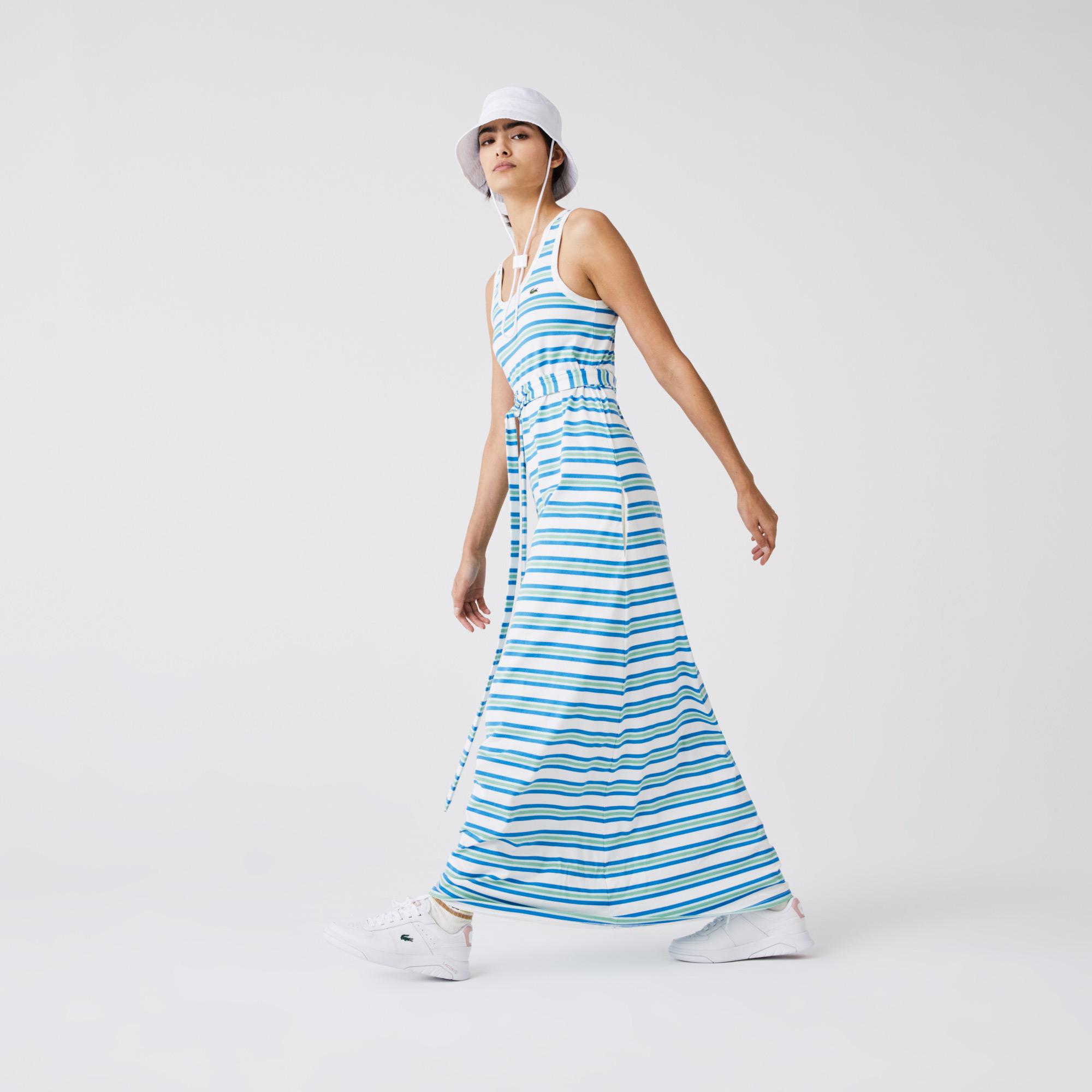 Long Striped Cotton Tank Top Dress ...