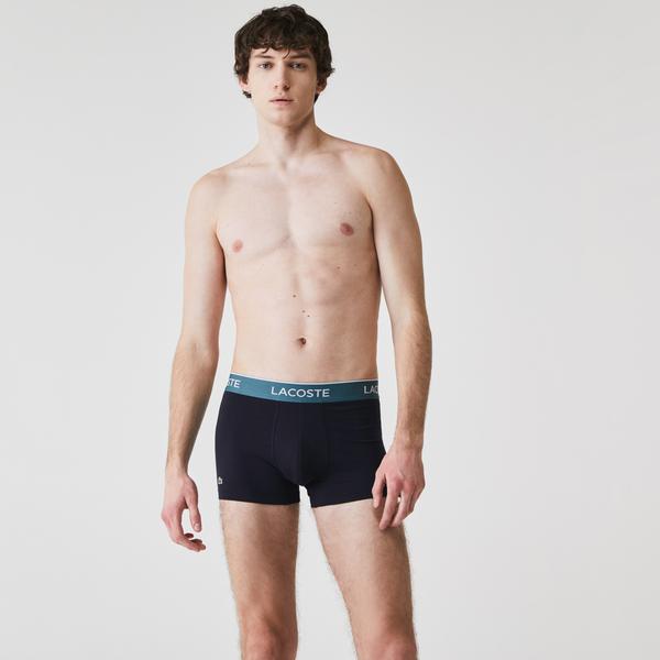 Lacoste Pack Of 3 Navy Casual Trunks With Contrasting Waistband