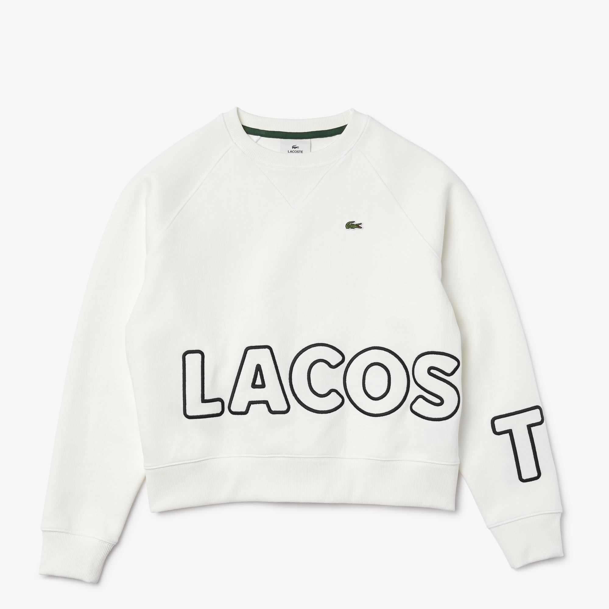 Lacoste Women's LIVE Loose Fit Print Textured Fleece Sweatshirt