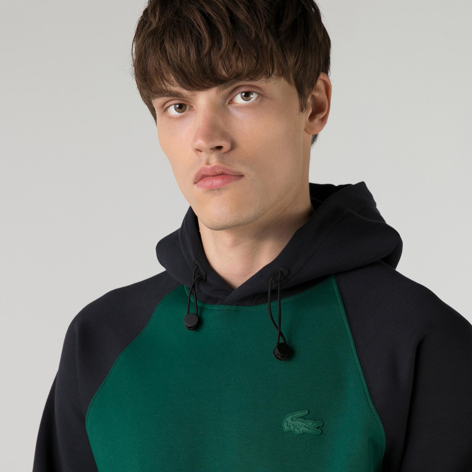 Lacoste Men's hoodie with hood with a zipper, two-color, contrasting
