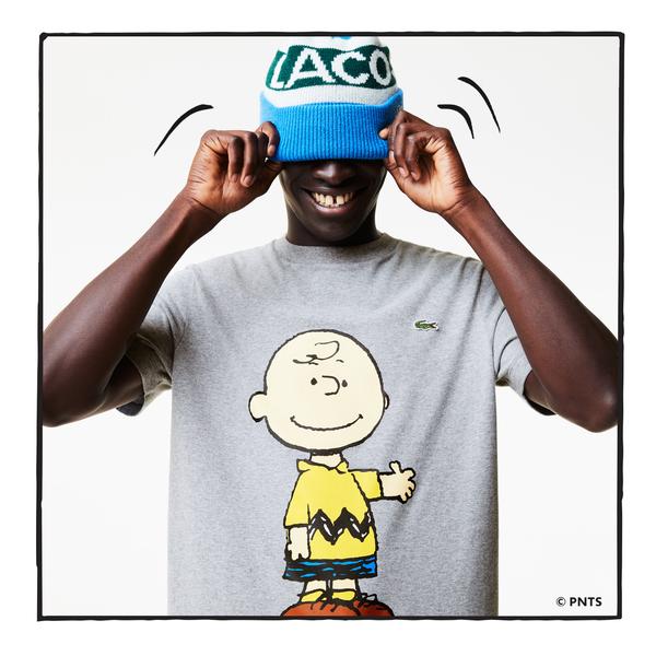 Lacoste x Peanuts Men's T-shirt from organic cotton with round neckline