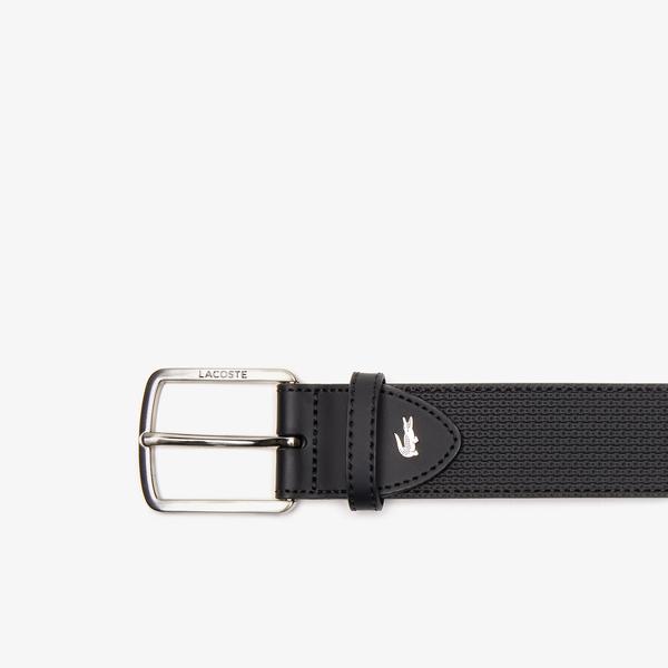 Lacoste Men's Engraved Buckle Texturised Leather Belt