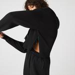 Lacoste Women’s Hooded Cropped Stretch Cotton Blend Sweatshirt