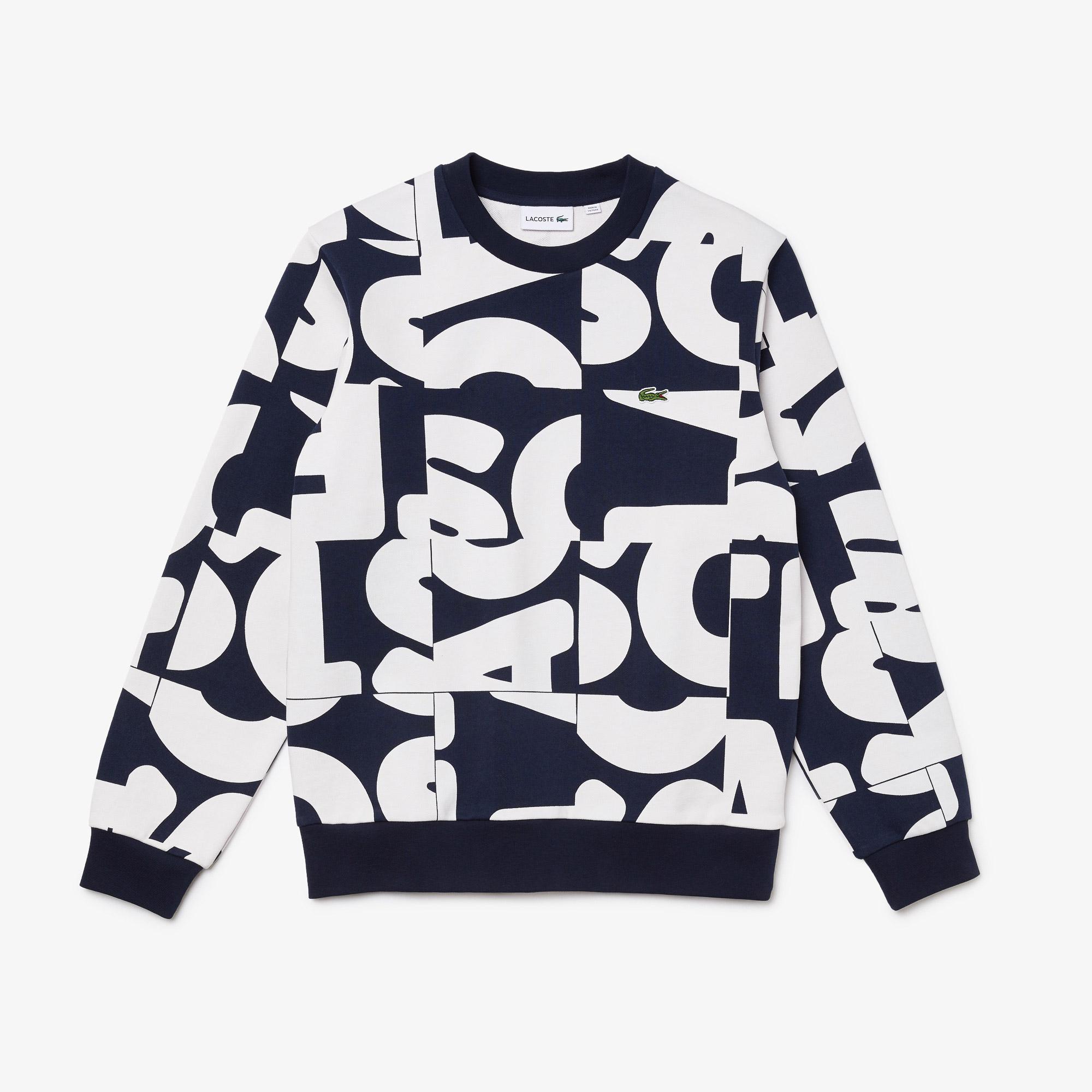 Lacoste Men's Heritage Graphic Print Crew Neck Cotton Fleece Sweatshirt