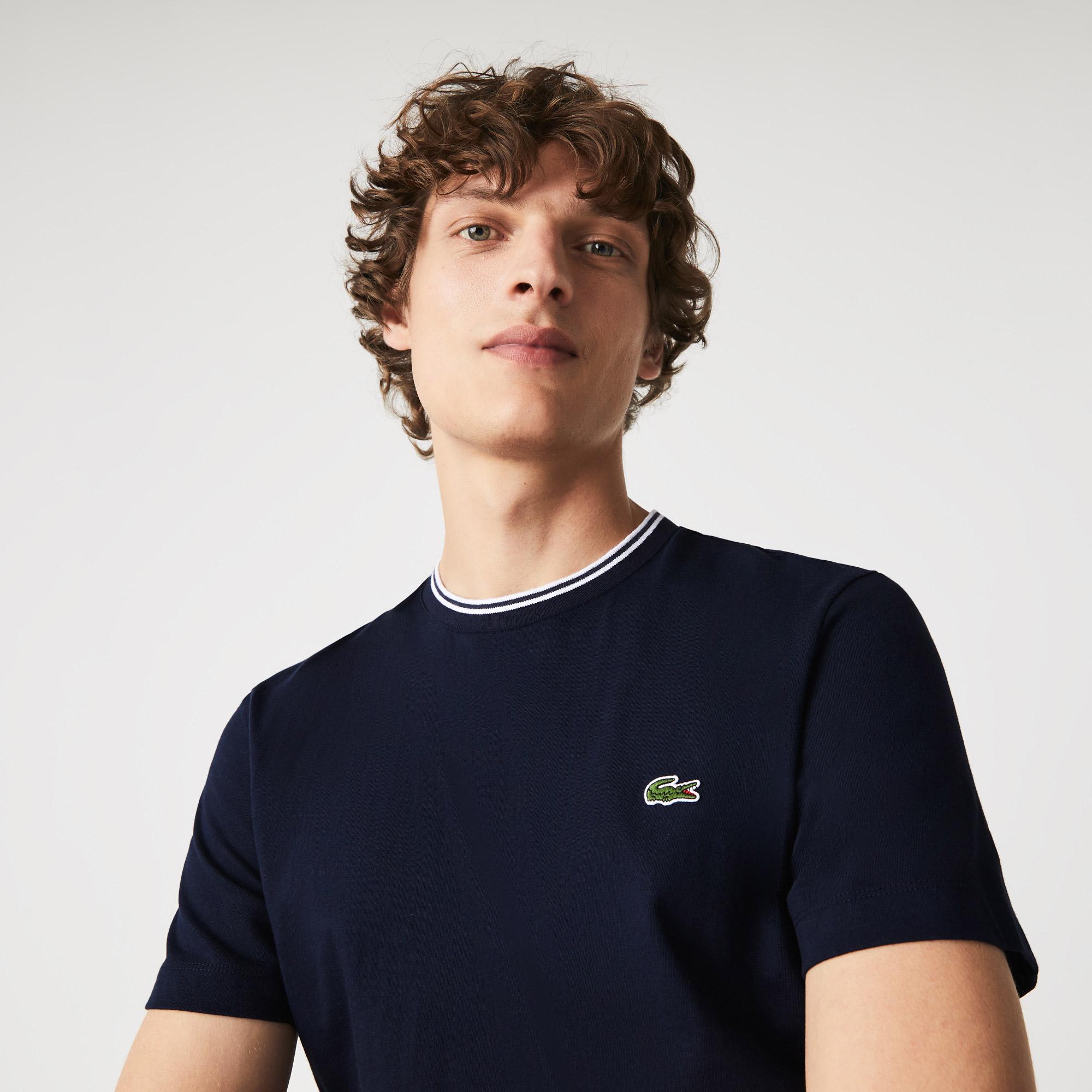 Lacoste Men's Crew Neck Striped Plain Cotton T-shirt TH7061 | Lacoste