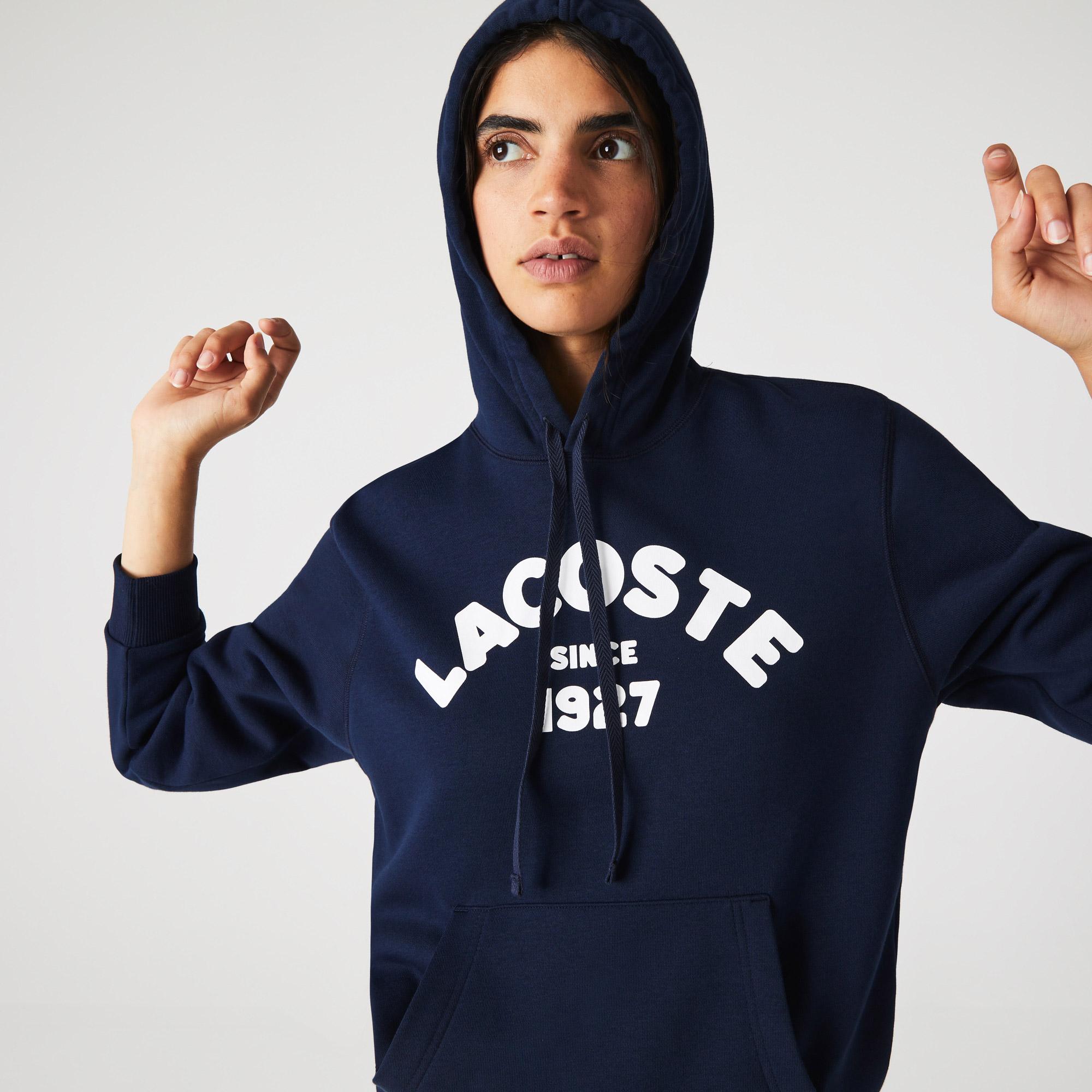 Lacoste loosewomen hoodie polar with hood, with pattern