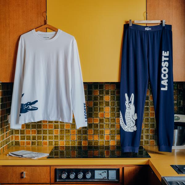 Lacoste Men's Crocodile Print Stretch Cotton Pajama Trousers