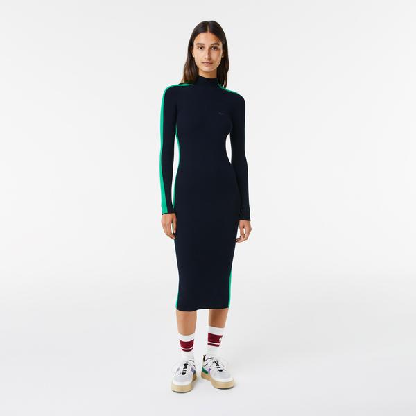 Lacoste Women's Contrast Band Seamless Knit Dress